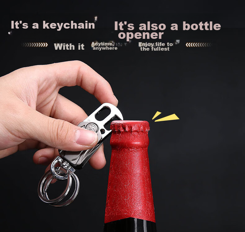 Dijialun Three-In Multifunctional Car Keychain, Fidget Spinner, Bottle Opener, Waist-Hanging Keychain for Men, Creative Gift Rotating Toy, Simple And High-End Car Keychai 6
