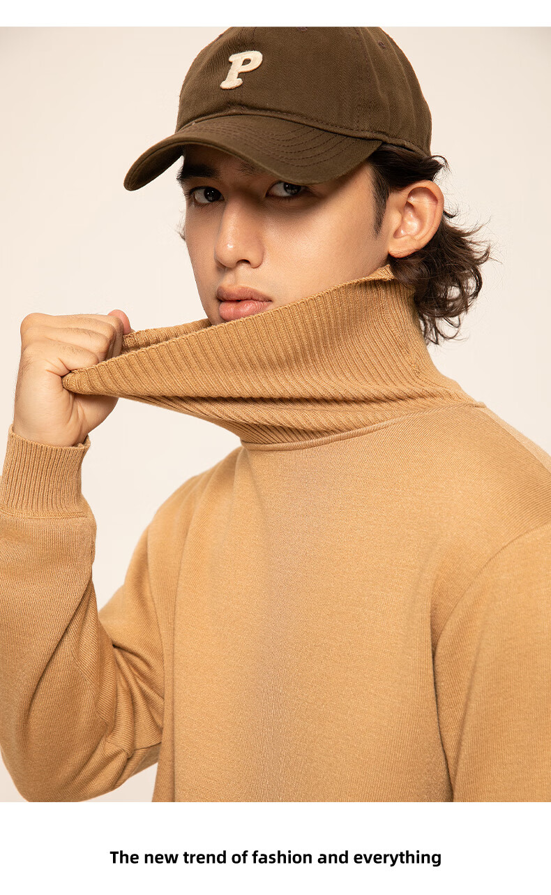 GENIOLAMODE [Endorsed by Ao Ruipeng] Men's Winter High Neck Versatile Base Knit Sweater Black 3XL 6