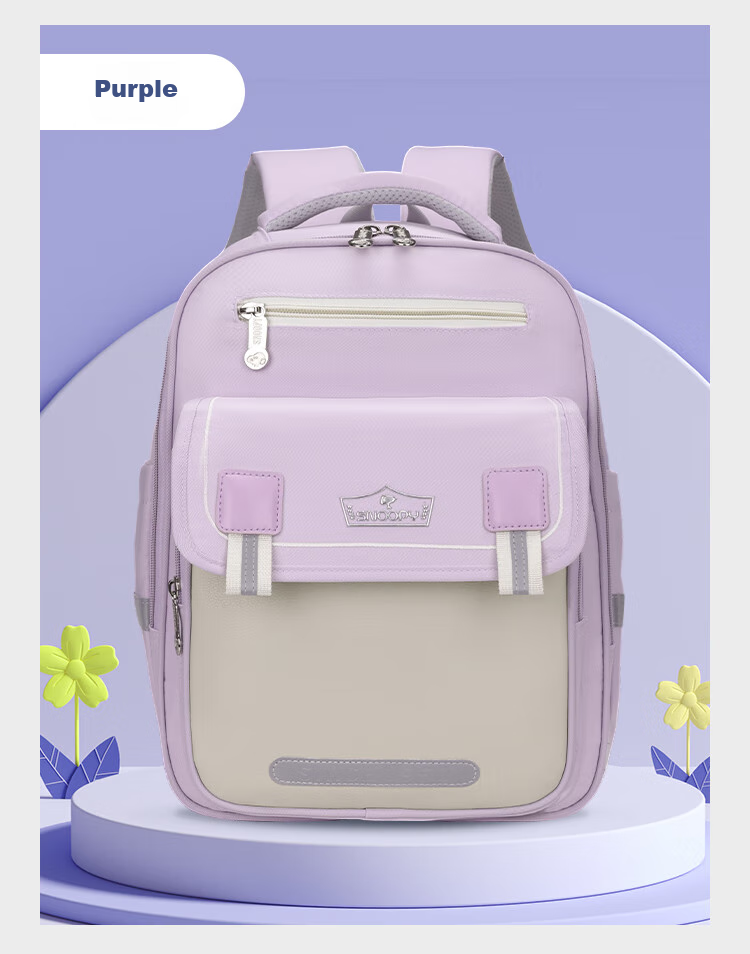 SNOOPY Elementary School Backpack, Cloud-Shaped Lightweight Spine-Protecting Backpack, Children's Shoulder Bag, Pink Small Size 13