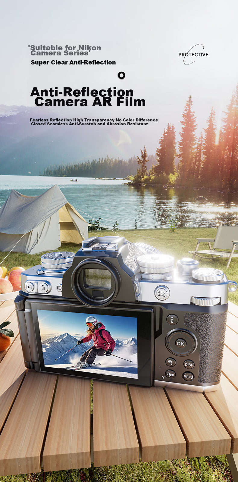 Llano Camera AR Film, Camera Screen Protector, Suitable for Nikon Cameras ZFC Z30 Mirrorless Cameras Accessories, Single Piece 2