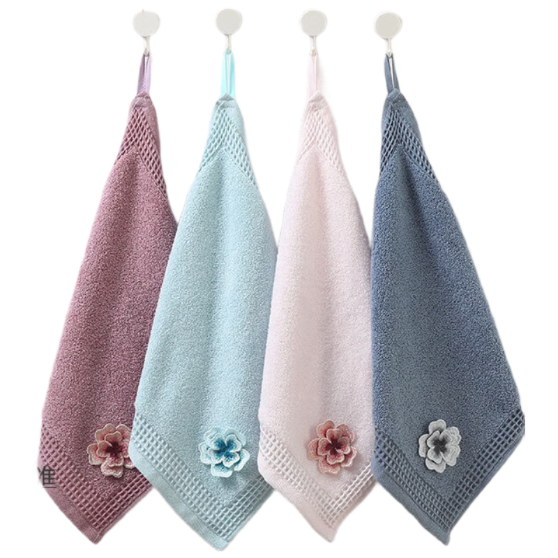 KING SHORE Towels, 3A Antibacterial Pure Cotton Sports Hand Towel, Hanging Towel, Large Square Towel, 4 Pieces, with Hanging Rope, 4-Piece Set