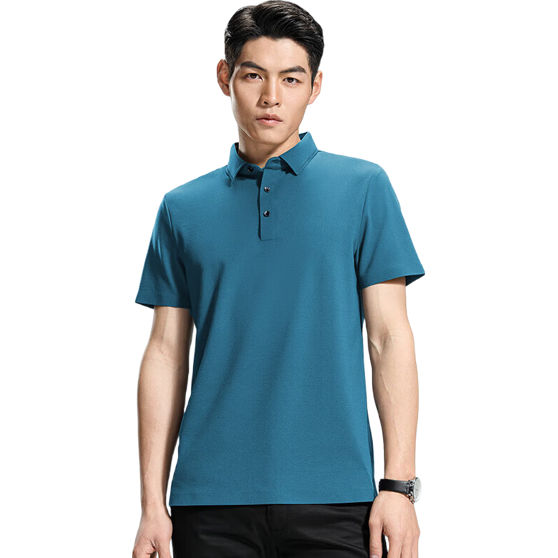 ROMON Men's Short Sleeve Polo Shirt Ice Silk High Elastic Cooling Summer Business Solid Color Top A28