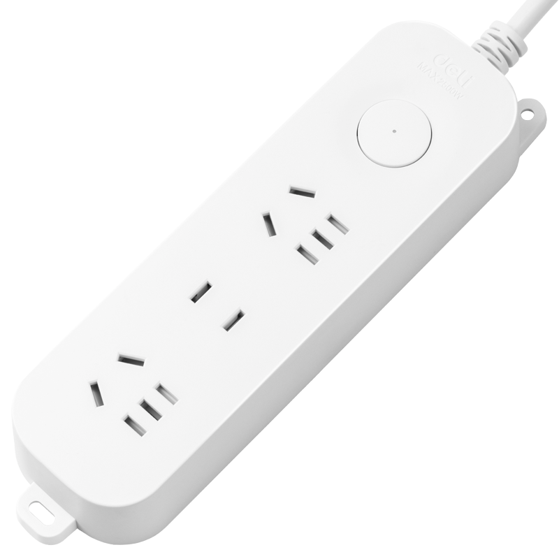 Deli Ya Bai Series New National Standard Safe Power Strip/power Bar/power Board/power Extension Cord, Master Switch, Protective Cover, 3 Outlets, 1.8 Meters, 33911(1.8)