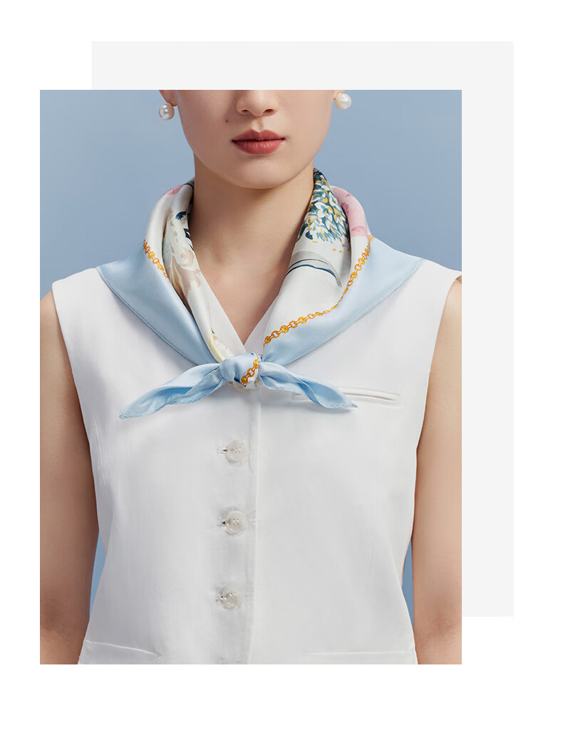 Wanshili Silk Scarf for Women, 100% Mulberry Silk Square Scarf, Neck Scarf, Gift for Mom, Silk Scarf Gift Box, Mengyao 9