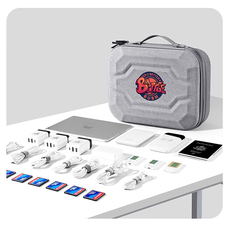 Biyoumei Digital Storage Case, Hard Shell EVA Box, Large Capacity, for Data Cables, Hard Drives, Headphones, And Accessories Organization, Handheld, with Rows 11