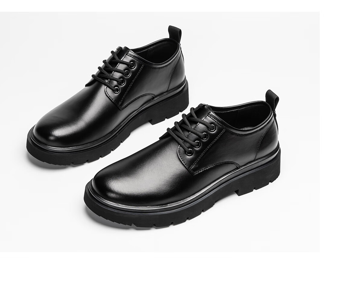 Huili Leather Shoes for Men, Business British Style Derby Shoes, Formal Black Casual Shoes, Lace-Up Soft-Soled Groom Versatile Men's Shoes 14