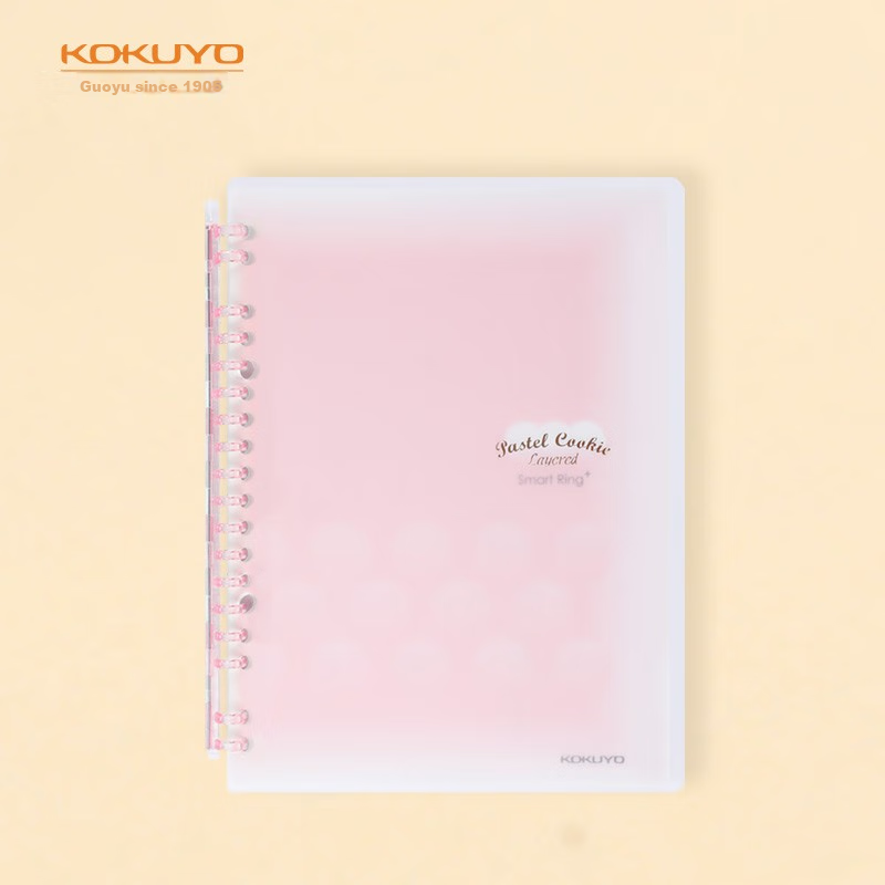 KOKUYO Pastel Cookie Soft Light Smart Ring+ Ultra-Thin Portable A5 Loose-Leaf Notebook for Students, 20 Sheets, Pink, WSG-RUYP52P