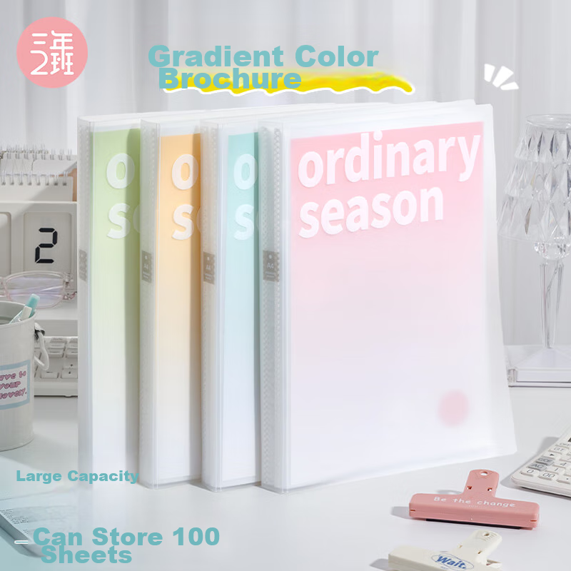 Sannianerban 100-Page Document Folder A4 Student Pregnancy Test Report Storage Office Supplies File Organizer Student Exam Paper Storage Folder Transparent Gradient Insert File Folder Gradient Blue