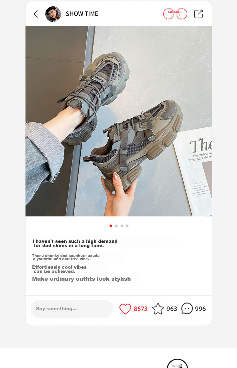 ZHR Dad Shoes for Women, Spring And Autumn Breathable Thick-Soled Heightening Casual Shoes, Fashionable Trendy Women's Shoes, G623, Dark Gray, Size 37 3