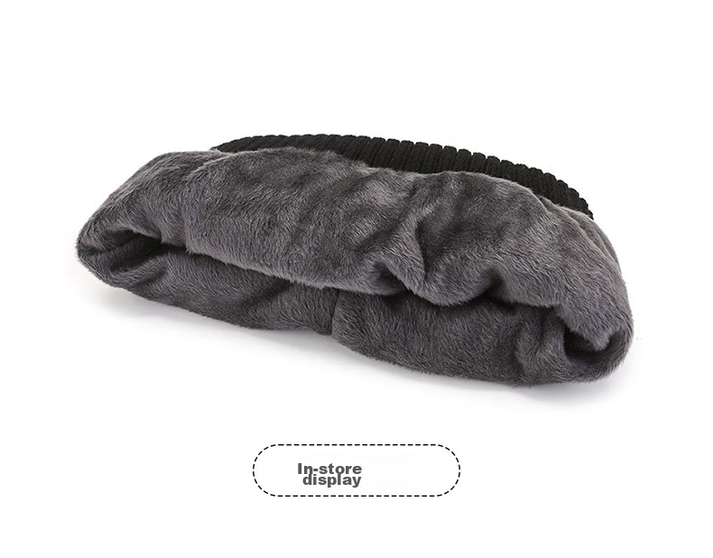 GLO-STORY Winter Knitted Hat for Men And Women with Fleece Lining, Warm Neck Gaiter, Thickened Wool Hat with Ear Protection, Cold-Proof Gray Cap 10
