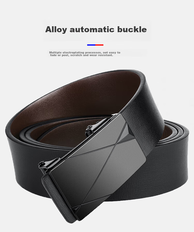 HALFEEL Men's Belt, Toothless Inner Belt with Automatic Buckle, Trendy High-Quality Leather Belt for Young Men, Business Trouser Belt, Father's Day Gift 4