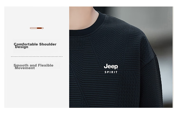 JEEP SPIRIT Men's Waffle Knit Sweatshirt, Long-Sleeve T-Shirt for Autumn, Casual Loose-Fitting Men's Clothing, Trendy Top 11