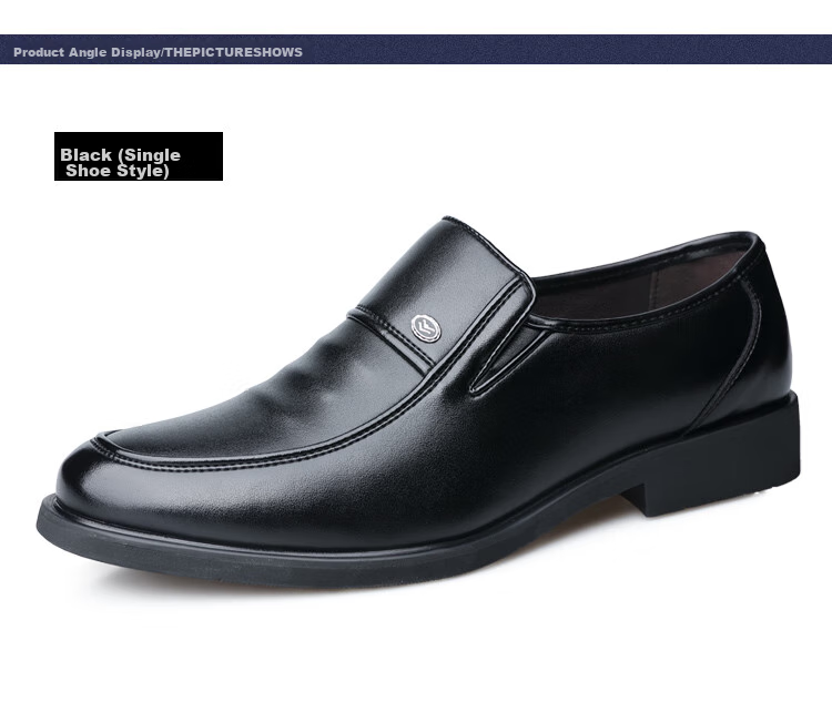 Poitulas Men's Leather Shoes, British Style Slip-On Business Casual Shoes, Lightweight Soft-Soled Loafers, Formal Dress Shoes for Men, 9526 Black, Size 44 20