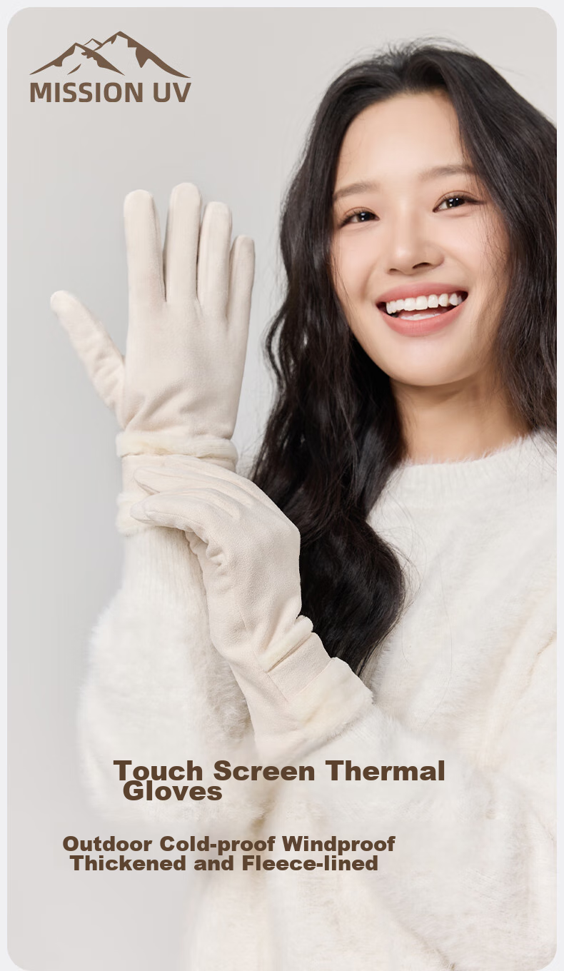 MISSION UV Warm Gloves for Women, Thickened And Fleece-Lined for Winter, Autumn And Fall, Suitable for Cycling And Driving, Windproof, Cold-Resistant, Touchscreen Compatible Gloves 1