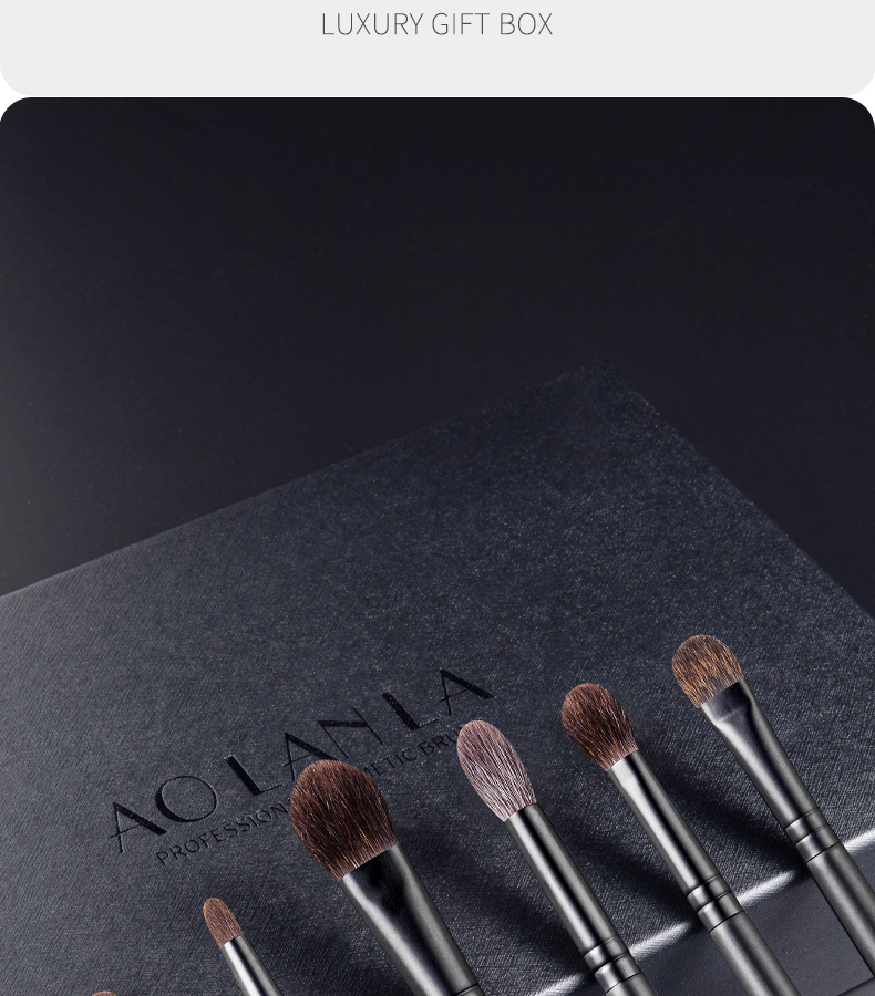 AOLANLA Premium Gray Mouse Hair Makeup Brush Set, 9 Pieces, All Animal Hair Beauty Tools Gift Box, Birthday Present for Wife 8