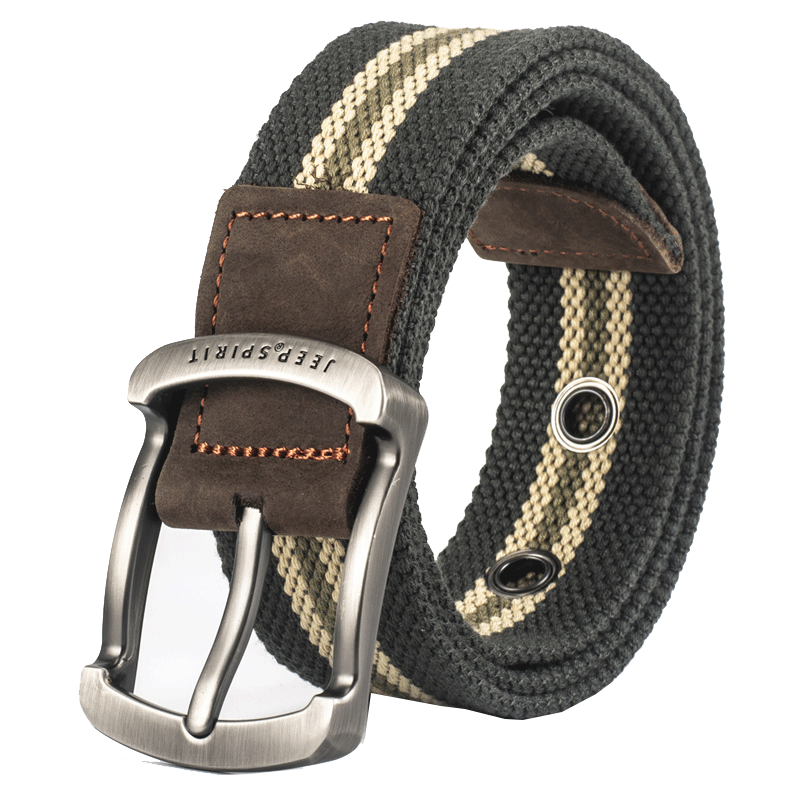 JEEP SPIRIT JEEP Canvas Belt for Men, Korean-Style Trendy Fashion Trouser Belt, Durable Wear-Resistant Brand Belt