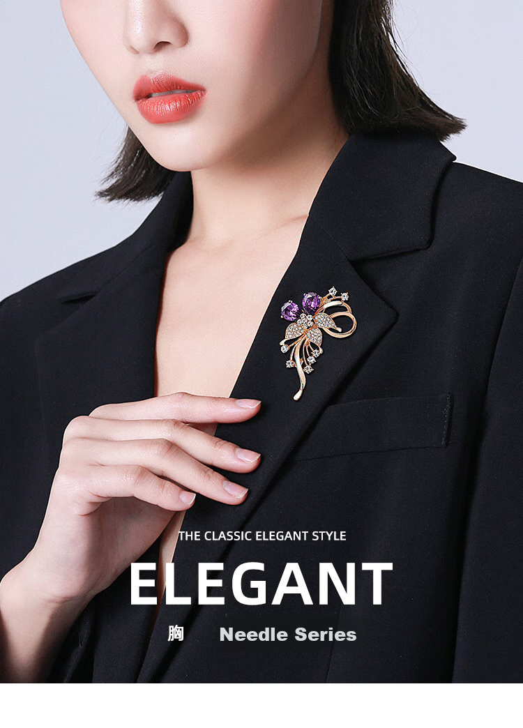 Qlady Elegant Floral Brooch, High-End Women's Anti-Exposure Pin, Clothing Accessory, Mid-Autumn Festival And Birthday Gift 1