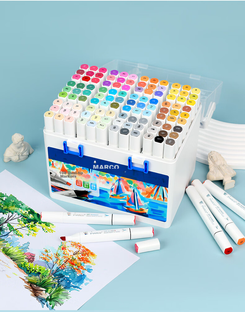 MARCO Dual-Tip Alcohol-Based Markers, 36 Colors, Quick-Drying Design for Students And Children, Professional Art Watercolor Pens, Painting Pigment Set, Gift for Back-To, Watercolor Pens for Art Educatio 16