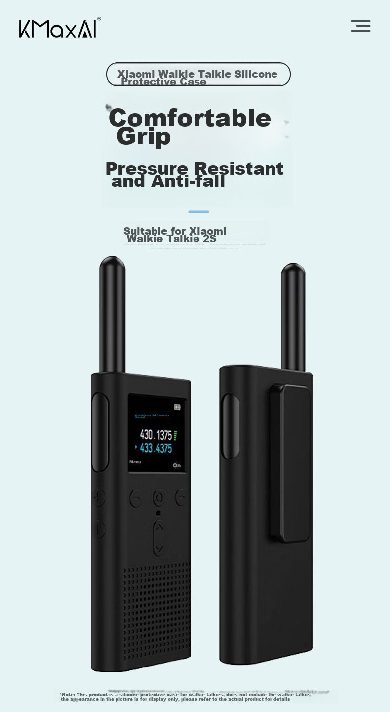 KMaxAI Protective Case for Xiaomi Walkie-Talkie 2S, Silicone Protective Cover, Anti-Fingerprint Frosted Case, Outdoor Protection Simple Solid Color Soft Shell, Black 1