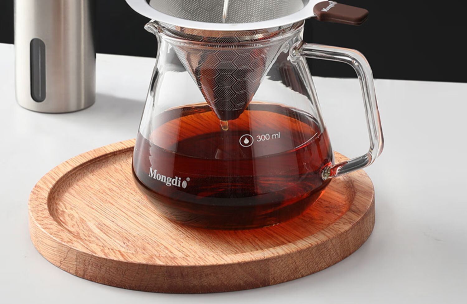 Mongdio Coffee Filter, Ultra-Fine Mesh, Stainless Steel Pour-Over Coffee Filter Cup, Paperless Coffee Filter, Coffee Grounds Funnel, 800 Mesh 15
