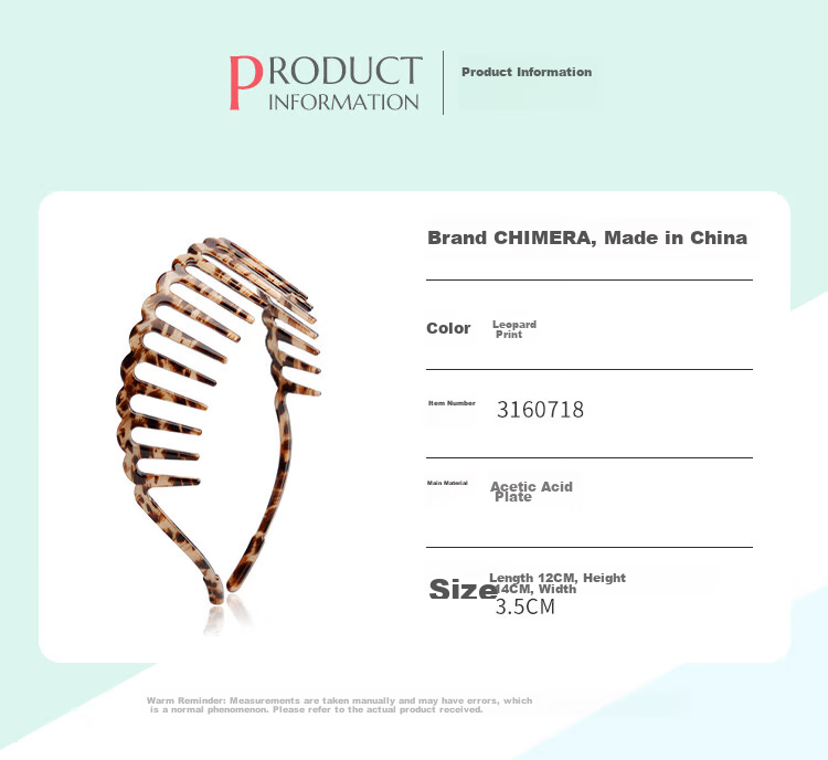 CHIMERA Acetate Hairband with Texture, High-End Hair Clip for Women's Bangs And Ponytail, Hair Accessory, Birthday Gift for Girls 11