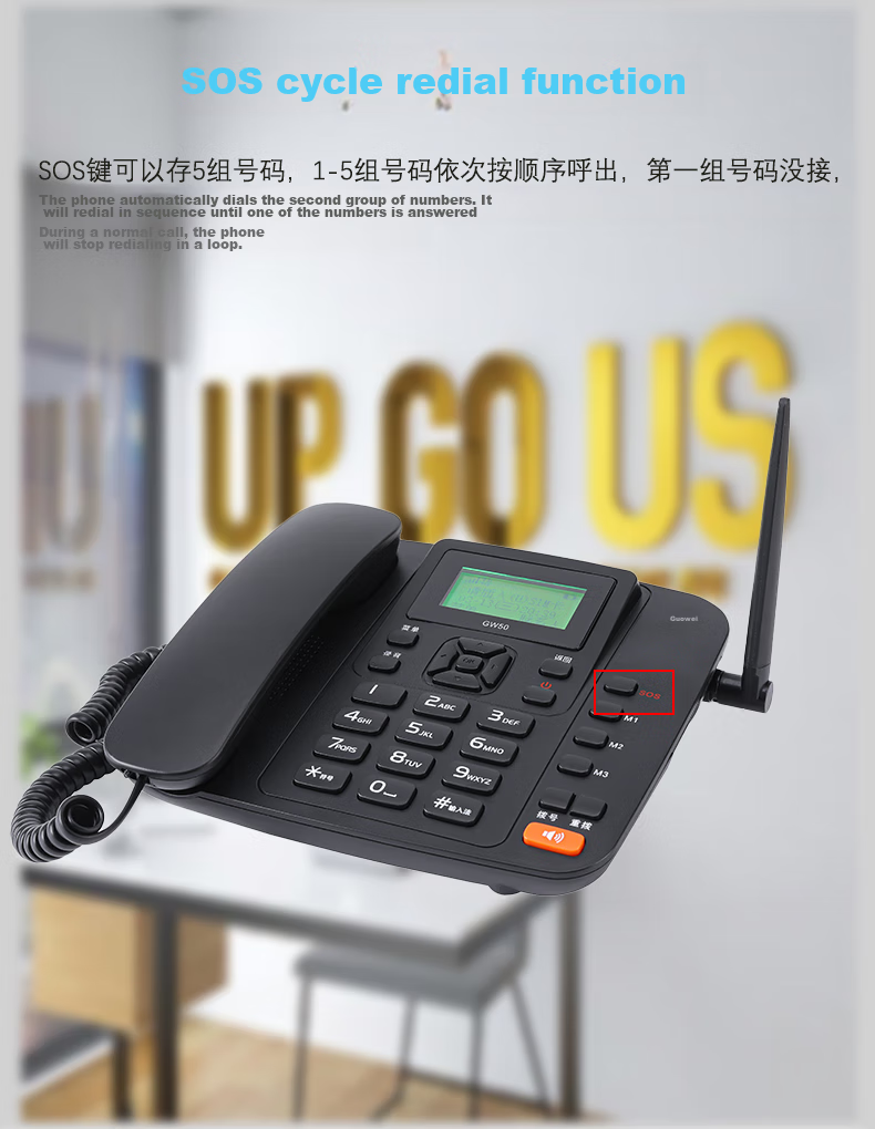 Guowei GW50 All-Network 4G5G Wireless SIM Card Telephone with Recording Function, Compatible with China Mobile, China Unicom, China Telecom And Cable TV Networks, Office And Home Use, Telemarketing, Landline Phone, Black 8