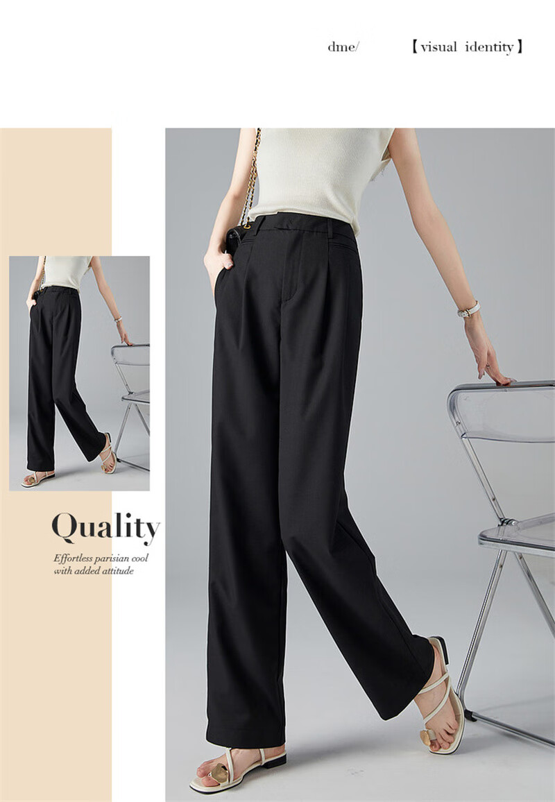 Dme Commuter Straight-Leg Elegant Pants, Spring And Autumn Mid-Rise Fashion Simple Casual Trousers for Women, Linen Gray, Size 26 6