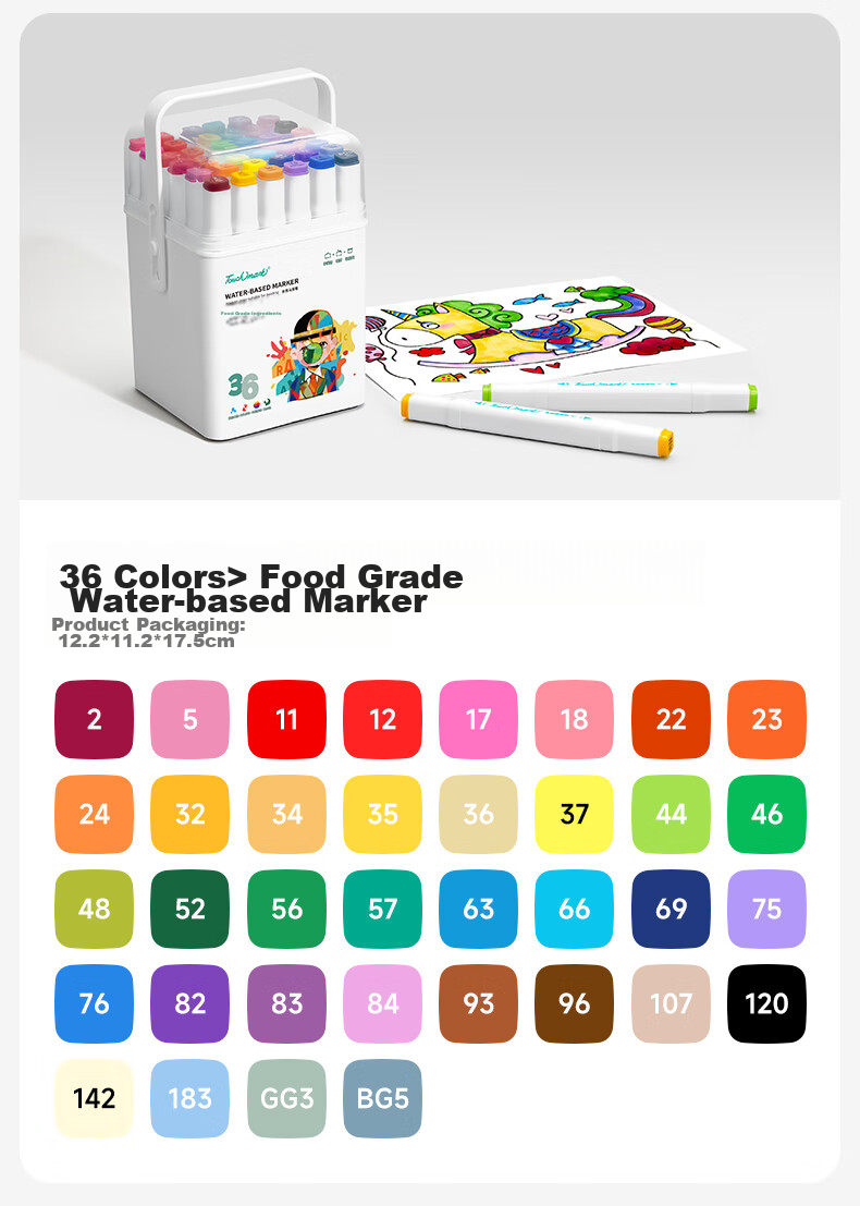 Touch Mark [Super Popular] Taichi Stationery 24-Color Food-Grade Markers, Washable Dual-Tip Watercolor Pens for Children, Drawing Pens for Students, Art Supplies, Children's Birthday Gift 22