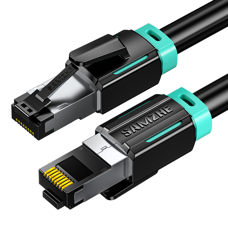 SAMZHE Cat8 Ethernet Cable, Gaming-Grade 10 Gigabit Network Cable, Pure Copper Double-Shielded 8-Core Twisted Pair, Home Computer Broadband Patch Cord, Compatible with Gigabit, Black, 5 Meters