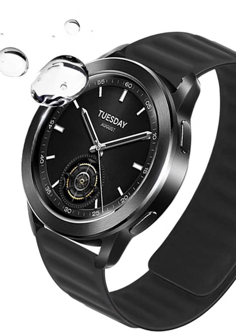 ESCASE Xiaomi Watch Strap Magnetic Silicone, Compatible with WatchS4/S3/S2/S1/S1Pro/Color2, Comfortable Strap for Men And Women, Universal Wristband, 46mm Dial, Black 8