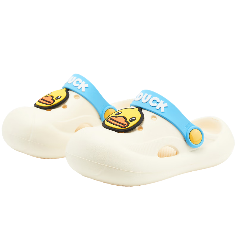 B.Duck Children's Slippers, Girls' Soft-Soled Beach Shoes, Boys' Crocs Garden Sandals, 5913 Off-White, Size 26