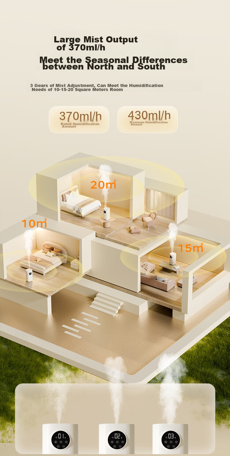 GREE Humidifier for Home Bedroom, Baby And Pregnant Women Bedside, Quiet Antibacterial Air Humidifier, Desktop Or Floor-Standing Office Large Capacity Aromatherapy Mist Generator with Heating Function (62aPro) 6