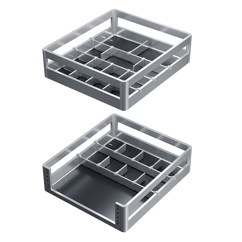 HIGOLD Kitchen Double-Layer Cabinet Spice Rack Drawer-Style 304 Stainless Steel Storage Bowl Basket Seasoning Basket Household Dish Rack