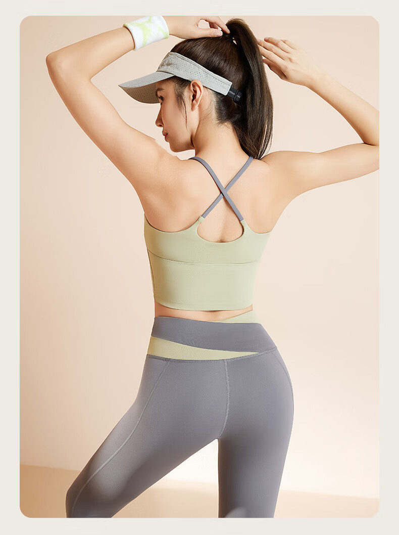 VICTORIATOURIST Women's Yoga Wear, Autumn And Winter Quick-Dry Sports Bra, High-Intensity Training Suit, Running Fitness Vest Two-Piece Set, Green XL 21
