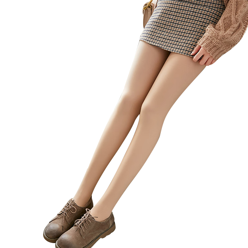 Langsha Sheer Leggings Women's Spring Autumn Thin Fleece Double-Layer Cuttable Nude Tights Pantyhose