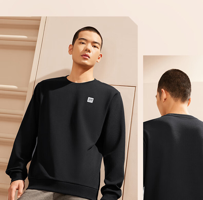 361° Men's Sweatshirt, Spring Long-Sleeve Sportswear, Casual Round Neck Loose Fleece-Lined Top, 652344801D-7 20