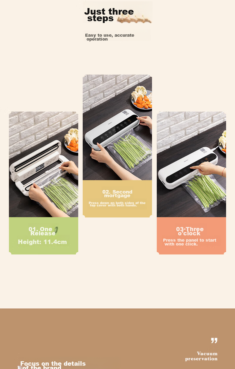 Deli Small Vacuum Sealer Machine for Home And Commercial Use, Automatic Food Sealing Machine, Dual-Purpose Dry And Wet Vacuum Sealer for Sausages, Cured Meat, Fresh Food Preservation And Packaging 26