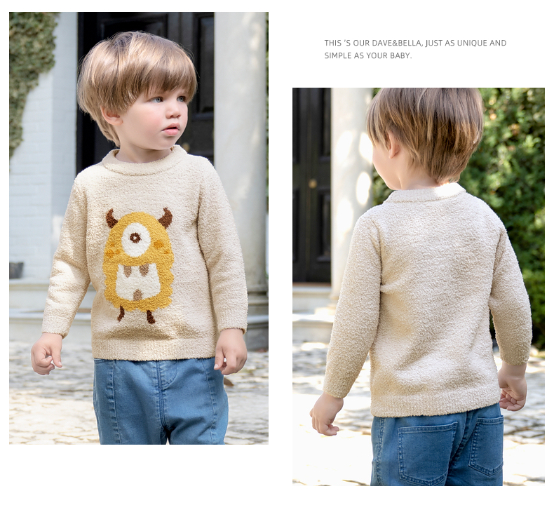 DAVE & BELLA Children's Chenille Sweater Winter Toddler Top Kids Boys Girls Fashion Knitwear 1
