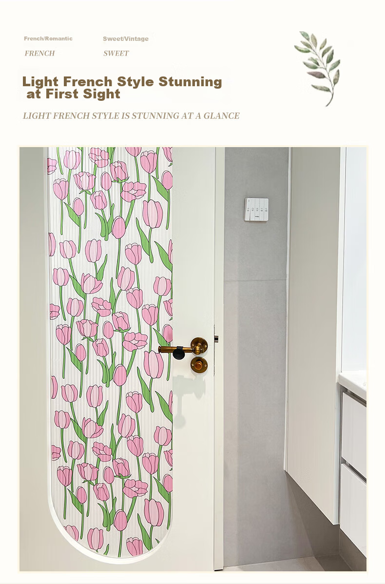 Xiruo Vintage Frosted Glass Sticker, Bathroom Window Decal, Translucent But Not Opaque, Spring Warm Sun 90*200cm 3
