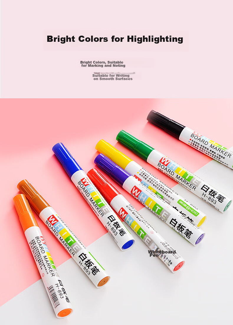 HERO Whiteboard Markers [Pack of 10], Black, 893 5