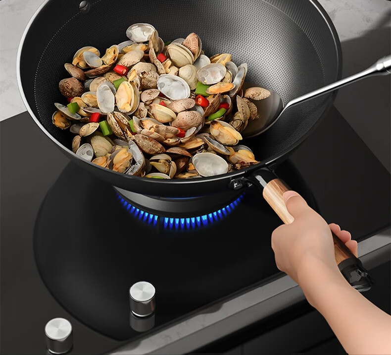 Kobach Wok Iron Pan Non-Stick Frying Pan, Uncoated Bionic Non-Stick Iron Pan, Suitable for Stove, 34cm 17