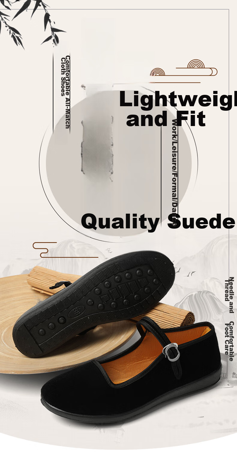 FOOTOPPO Old Beijing Cloth Shoes for Women, Soft-Soled Non-Slip Thick-Soled Elderly Women's And Middle-Aged Mom Shoes 1