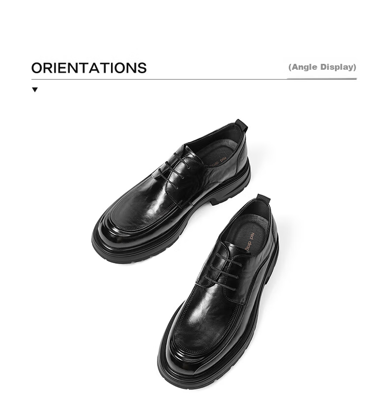 RED DRAGONFLY Formal Leather Shoes for Men, Thick-Soled Heightening Derby Shoes, Business High-End Cowhide Wedding Shoes WTA34287 Black Size 41 3