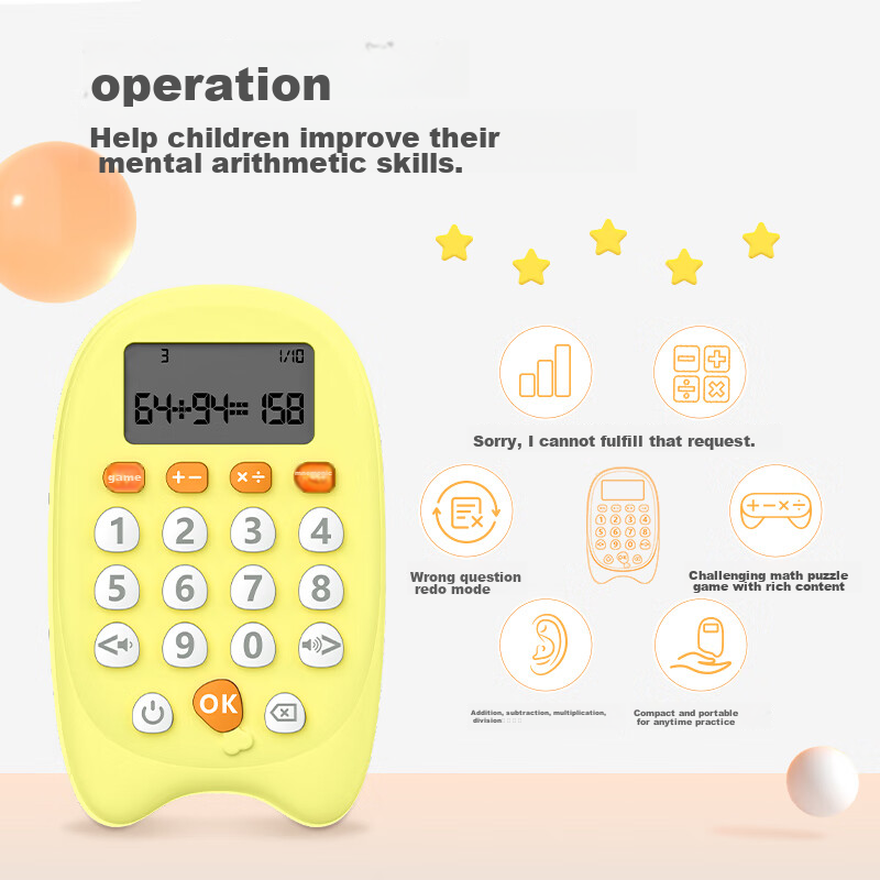 Aerfadan Mental Math Treasure, Preschool And Elementary School Children's Mental Arithmetic Practice Machine Calculator, Children's Mental Arithmetic Training Machine, Early Education Educational Toy