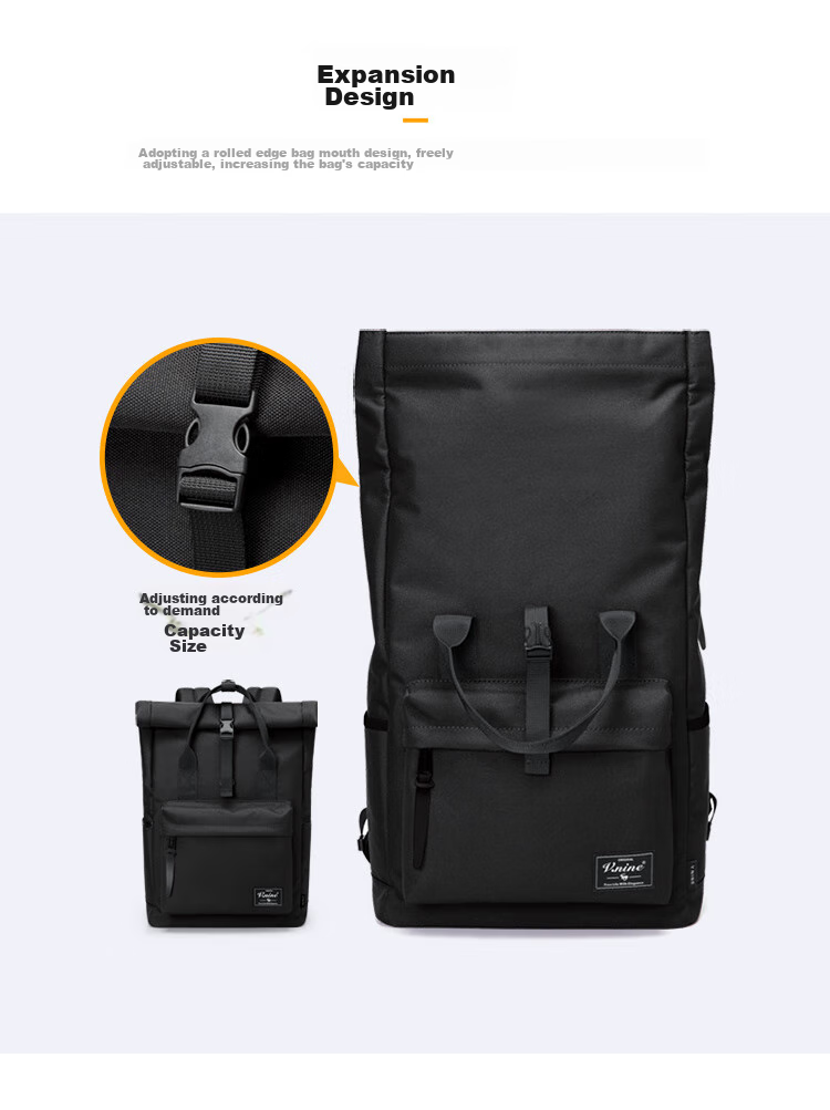 V.NINE Backpack, Large Capacity Travel Bag for Men And Women, 14/15 Inch Laptop Bag, Student Bookbag, Couple's Backpack 9