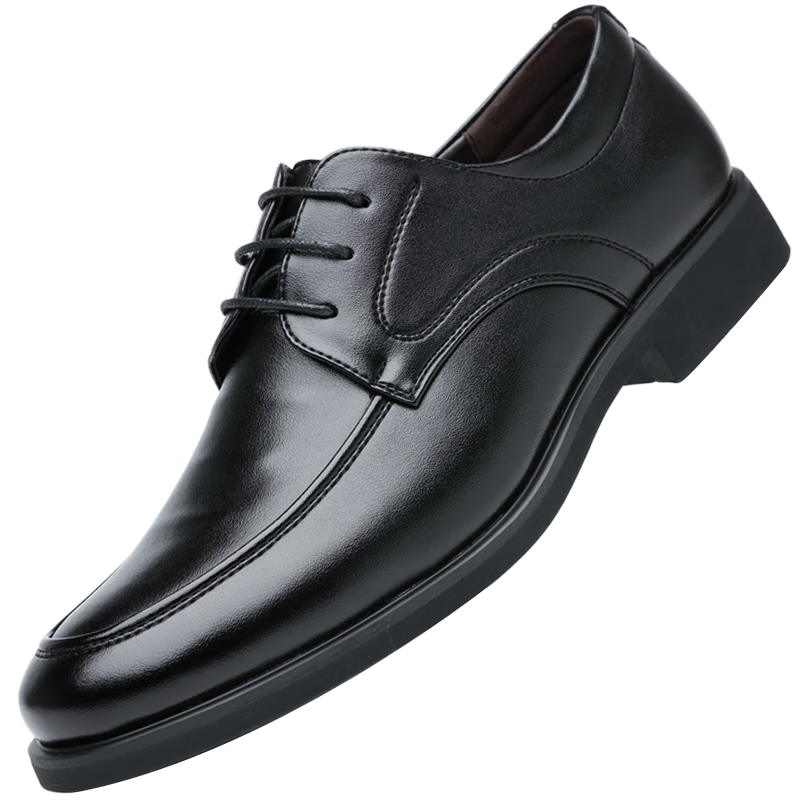 Poitulas British Men's Business Casual Shoes, Formal Leather Shoes for Men, Lace-Up Wear-Resistant Commuter Wedding Shoes, 9829 Black, Size 39