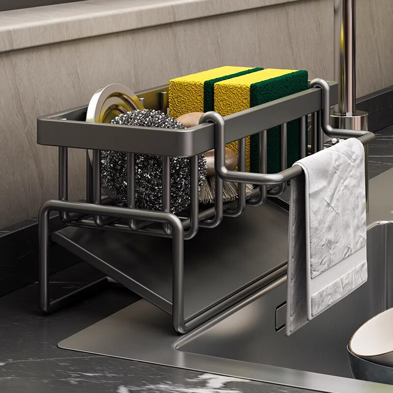 Jiadu Kitchen Storage Rack, Sink Cloth Drainer, Faucet Sink Dishwashing Rack, Stainless Steel Wire Ball Storage Rack, Organizer Tool