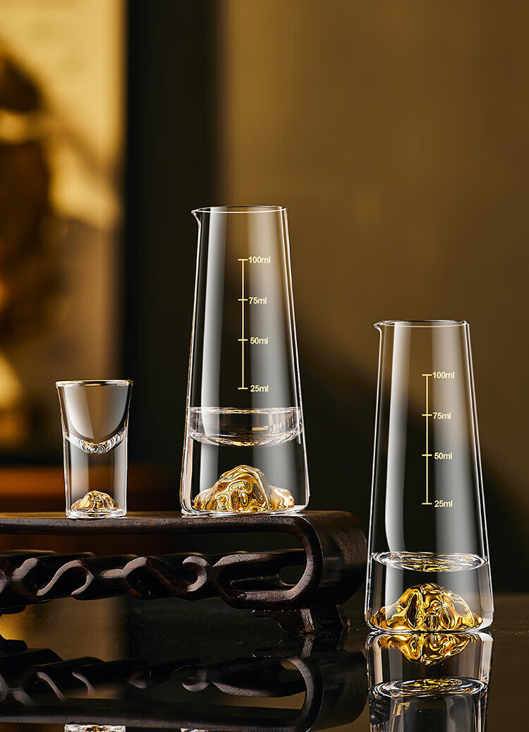 CLITON Jinshan Straight Crystal White Wine Glass Decanter Leather Case Set 6 Pots 6 Small Shots Strong Liquor Cups 16