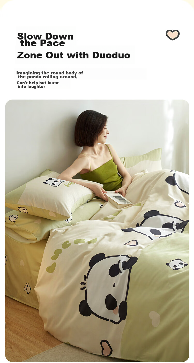 Dohia Cotton Bedding Set for Home, Three-Piece Student Dormitory Single Bed Pure Cotton Bed Sheet And Duvet Cover Set for 1.2m Bed 152*218cm 4