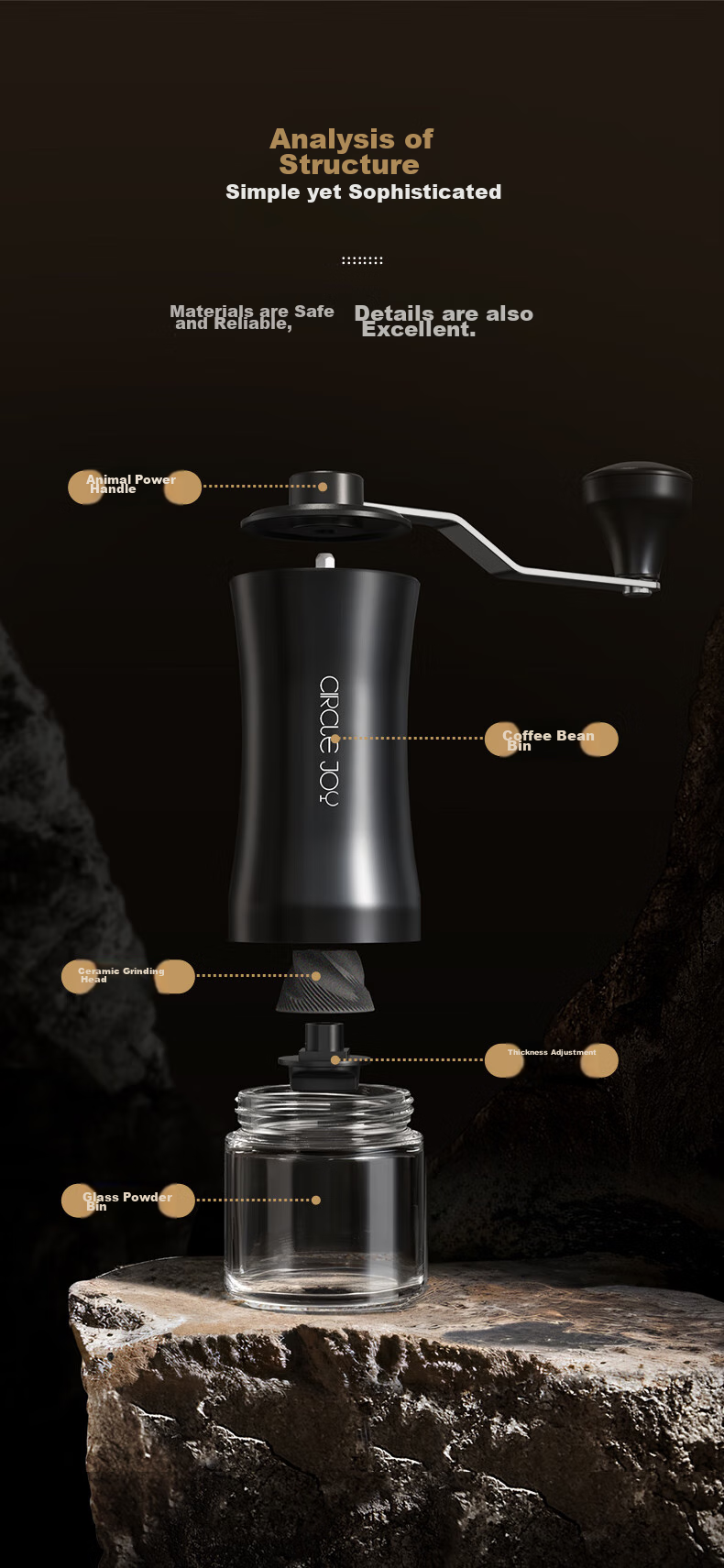 Circle Joy Pour Over Coffee Pot Gift Set Manual Coffee Grinder Hand Crank Coffee Bean Grinder Brewing Kit 10